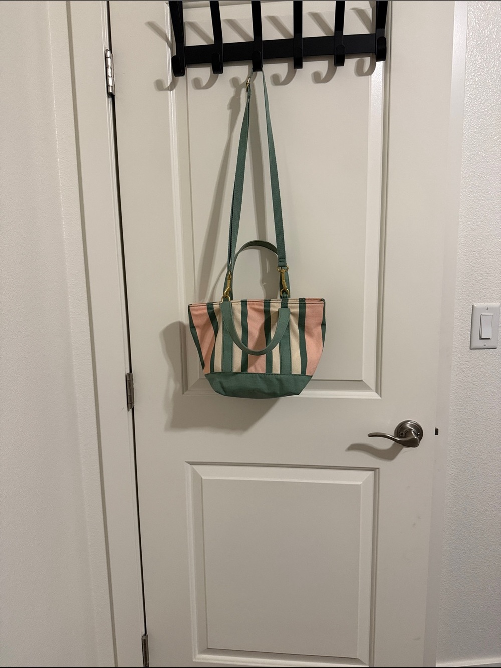 Sonoma Pink and Green Striped Canvas Tote
